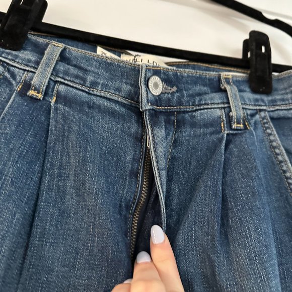 NWT Nili Lotan Flora Trouser Jeans Mid Rise Wide-leg Pleated Sz 25 Classic Wash - Picture 6 of 9